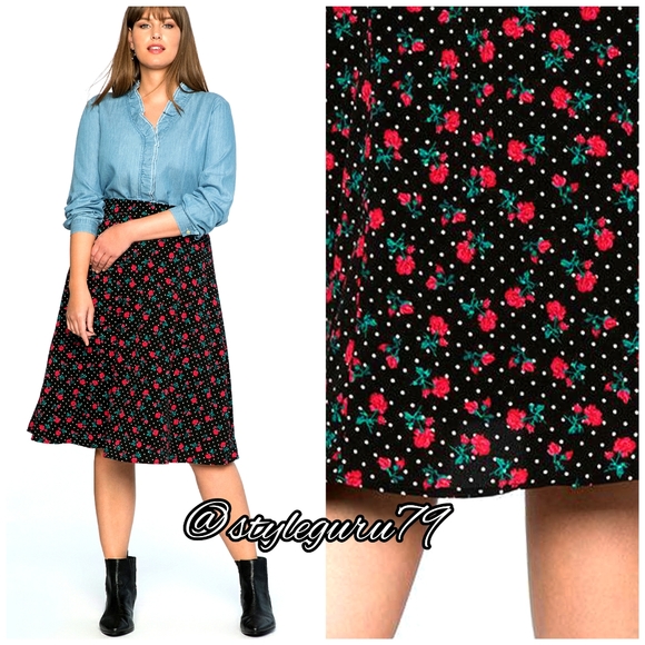 Draper James for ELOQUII, Polka Dot Floral Skirt - Picture 4 of 4